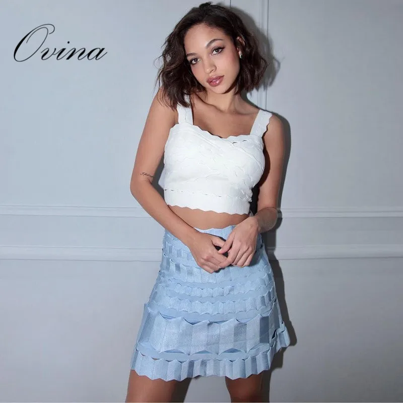 

Summer New A Line Above Knee Rayon Bandage Women Skirts 2018 Party Skirts