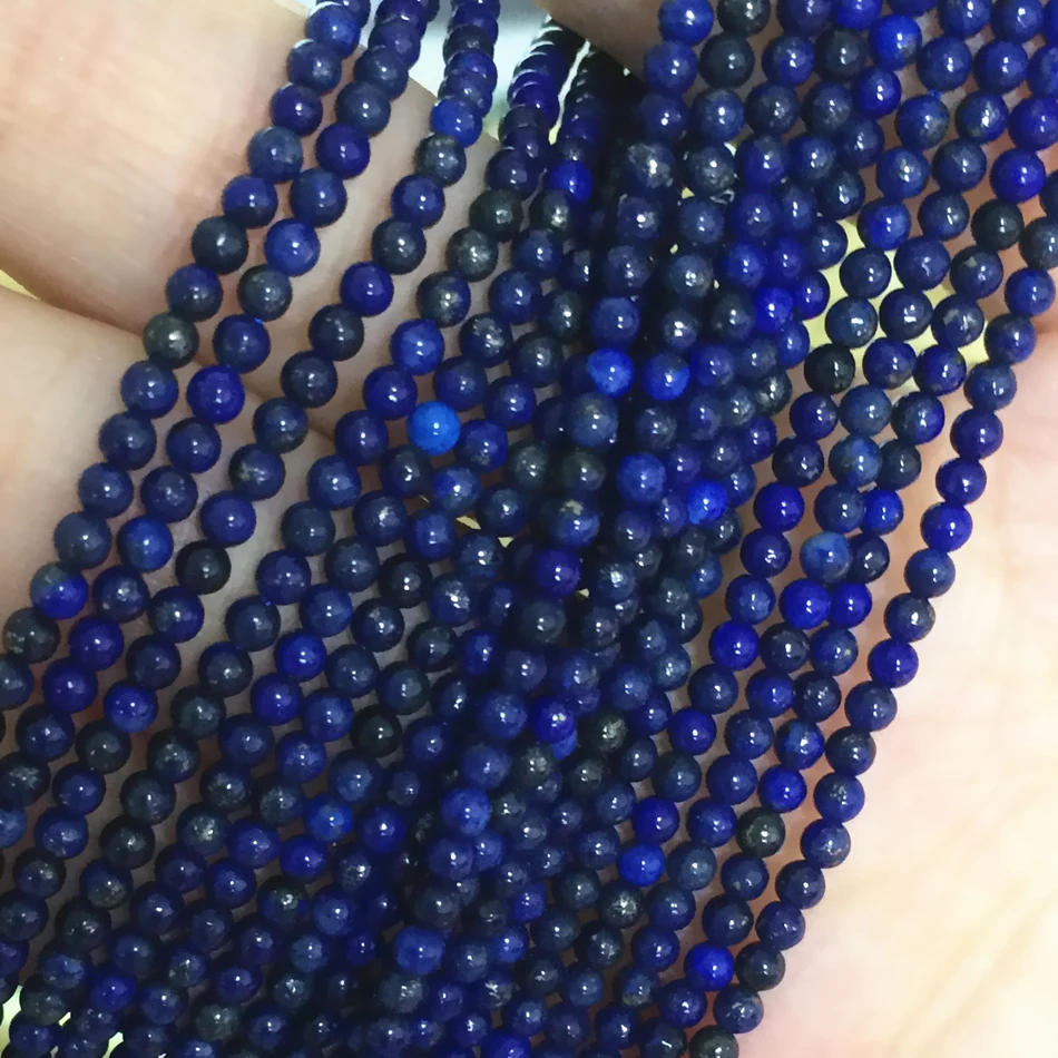 Натуральный лазуритовый голубой камень 2 мм 3 Уникальные Круглые бусины россыпью