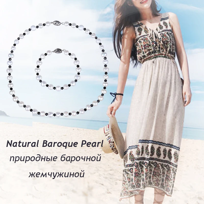 [NYMPH] набор ювелирных изделий из жемчуга настоящее ожерелье пресноводного