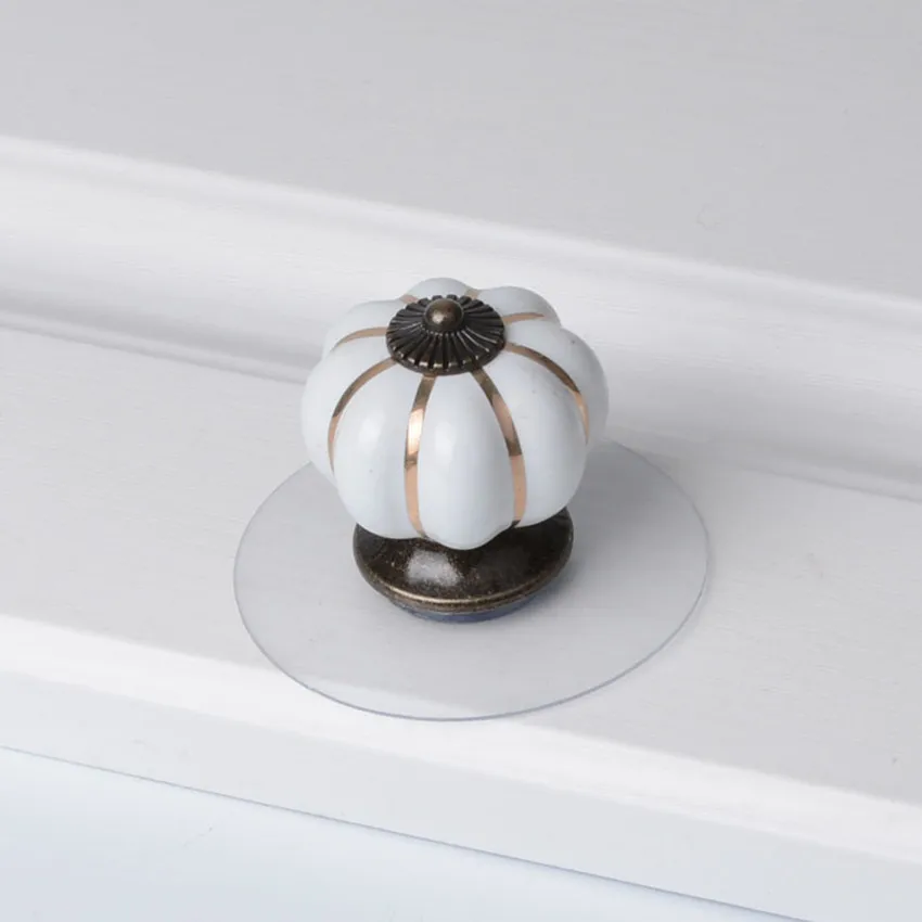 Rural pumpkin Free screw -free punching kitchen cabinet handle white red green orange yellow black drawer knob | Обустройство дома