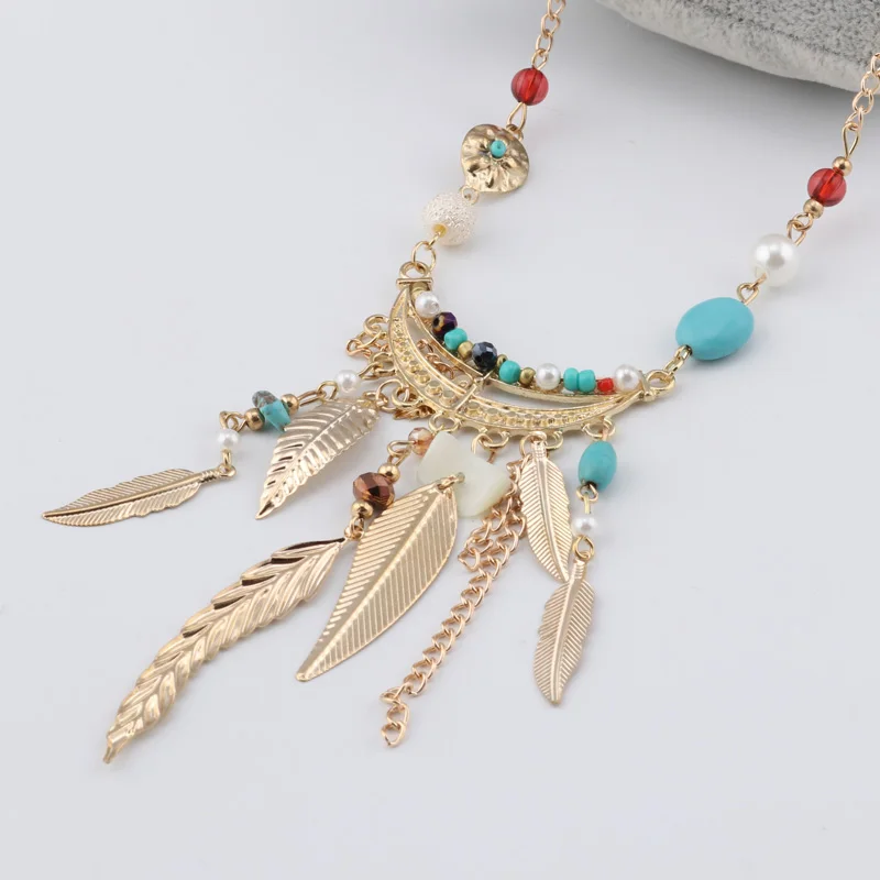 Женское Ожерелье Seblasy этническое золотое ожерелье с кисточками и натуральными