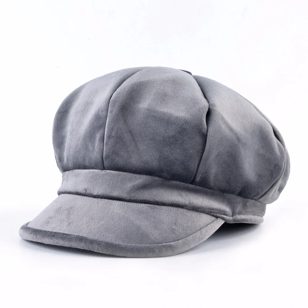 TQMSMY бархатной ткани Беретки для женщин однотонные мужские Кепки с закруглёнными