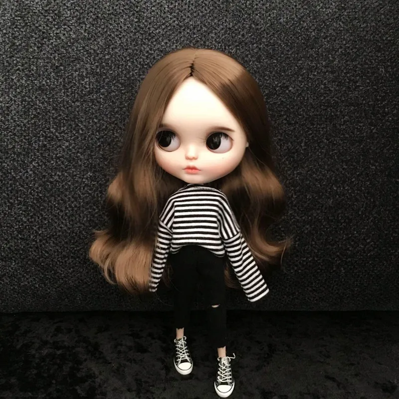 

2pcs/set blyth doll Clothing Causal stripe T-shirt + jeans for Barbi ,Blyth Pants Doll Clothes Accessories for dolls(no doll)