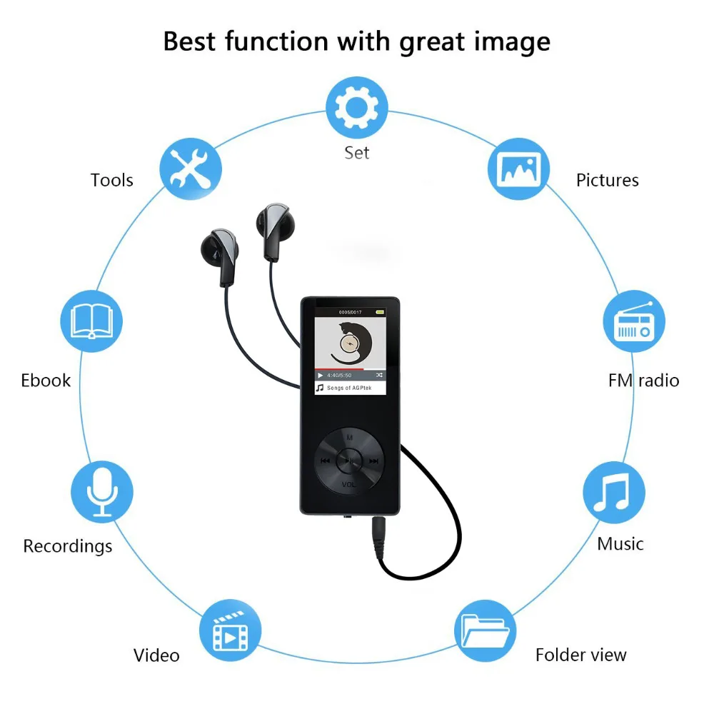 Оригинальный металлический mp3 плеер 8 ГБ динамик 1 дюйма сенсорный экран USB FM