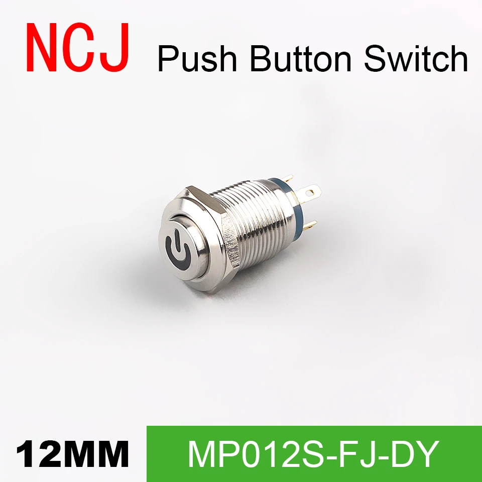 NCJ 12mm pins switch button Metal Push Button Switch IP67 Momentary With LED lamp 2A | Обустройство дома