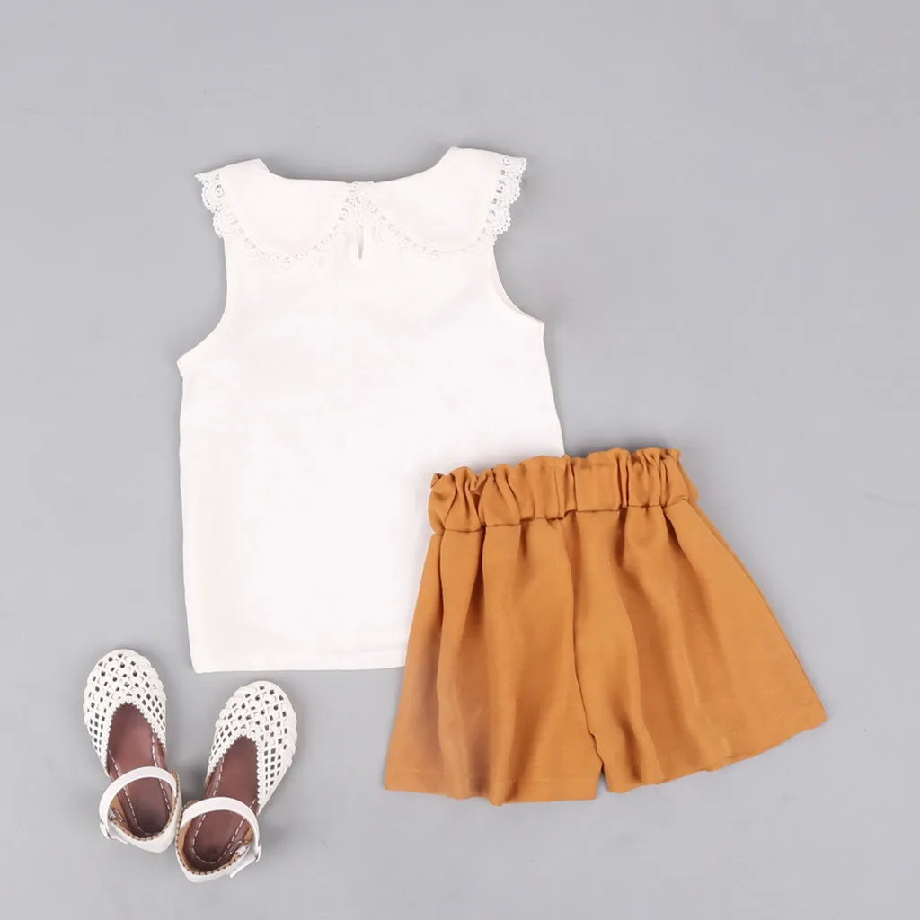 Летняя детская одежда для малышей маленьких девочек рубашка с бантом и кукольным