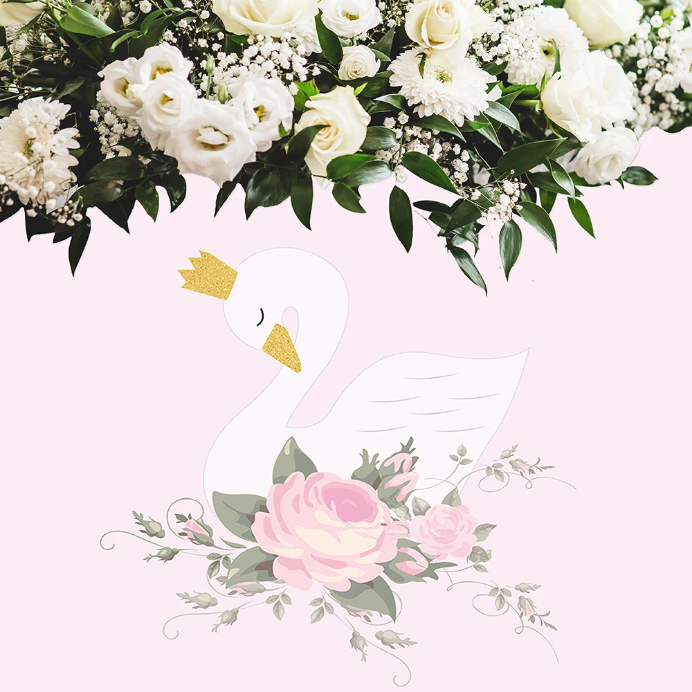 HUAYI Белый лебедь Принцесса Корона цветочный фон для девочек День