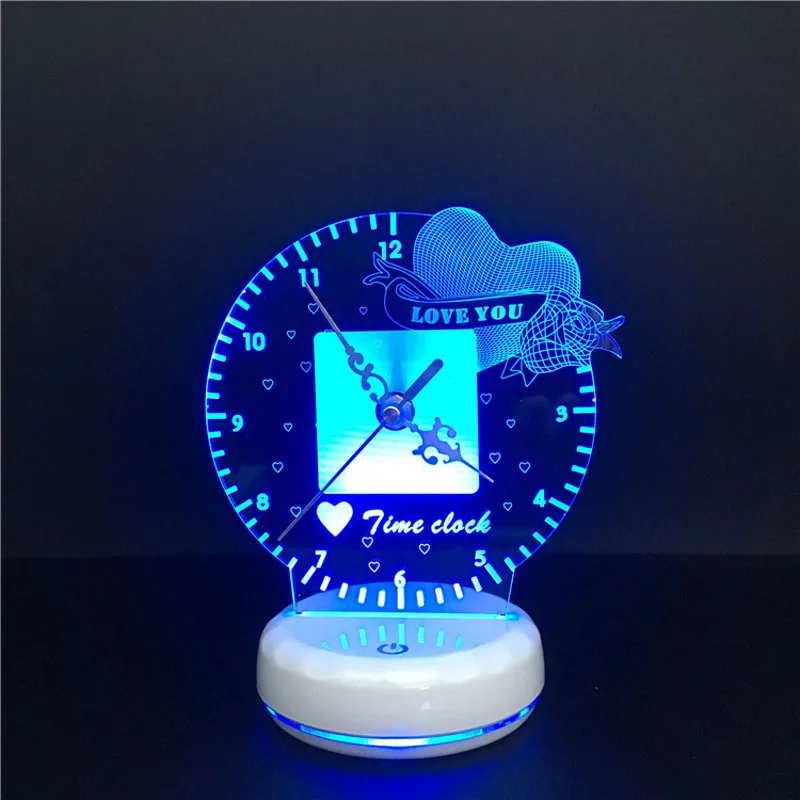 Новые часы времени 3D Светодиодная настольная лампа многоцветный USB сенсорный