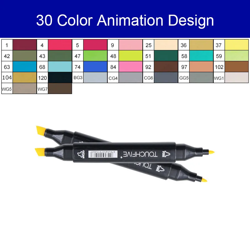 Animation 30 color Touchfive 168 цветов, набор маркеров, двойная головка, эскизные маркеры, ручка для стандартного пейзажа, рисование манга, анимационный дизайн, товары для рукоделия - Цвет: Animation 30 color