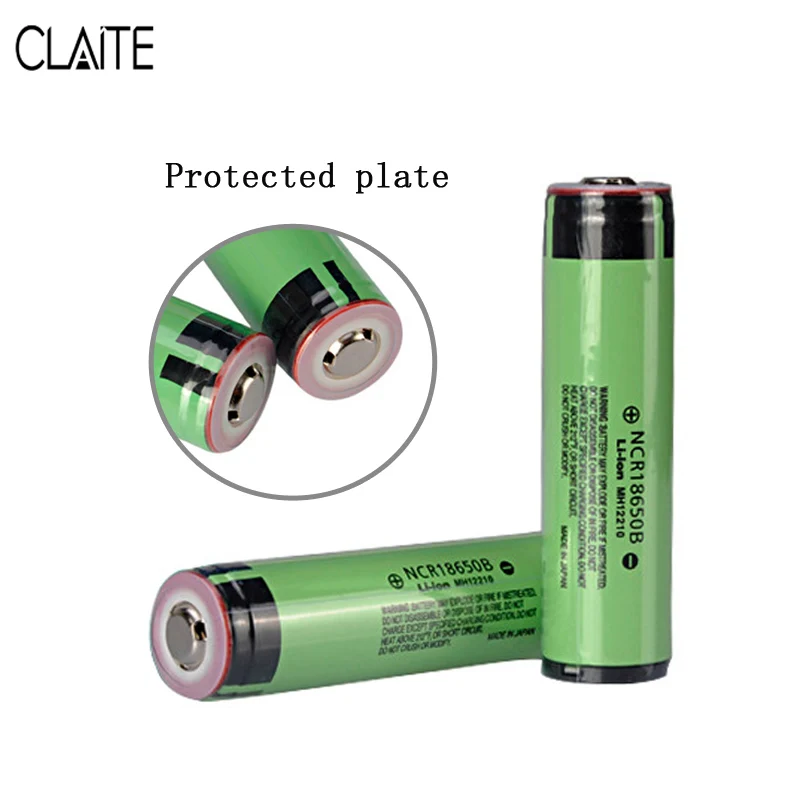 CLAITE 1 шт. 3 7 V 3400mAh NCR18650B защищенная пластина перезаряжаемая литиевая батарея для