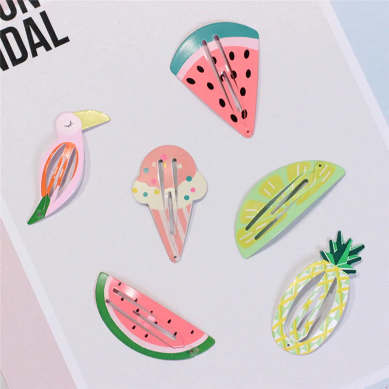 1pcs Fashion Bobby Pins Cartoon Flamingo Pineapple Watermelon Fruit Design Hairpin Hair Clip For Girl Headdress Accessories | Детская