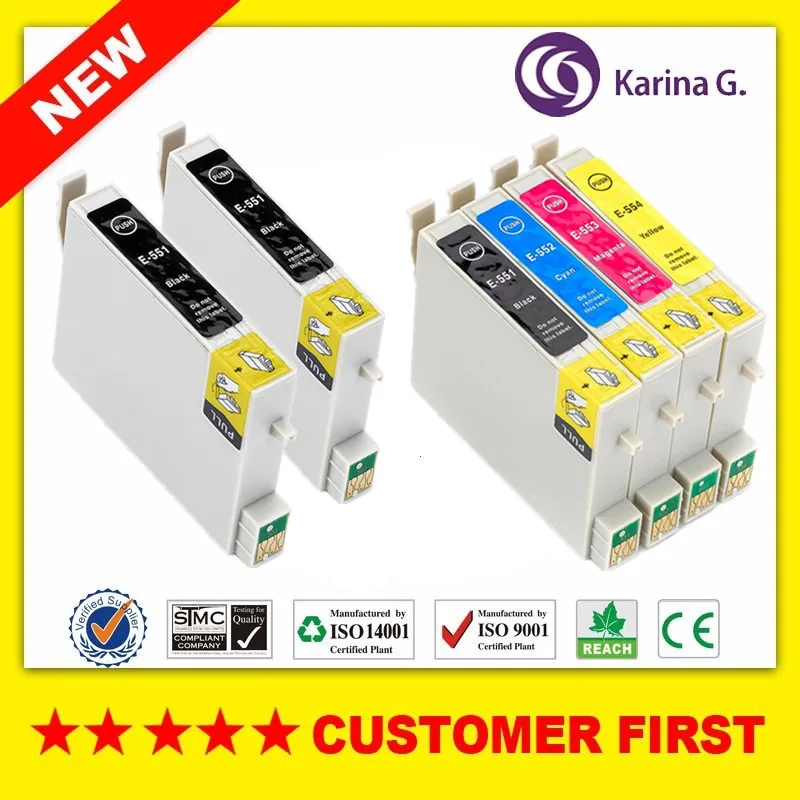 Совместимый чернильный картридж для T0551 T0552 T0553 T0554 подходит Epson Stylus Photo RX420 RX425 RX520