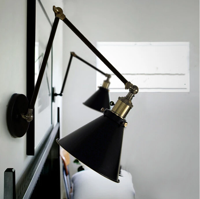 Винтажное промышленное настенное бра в стиле ретро наружное освещение черный