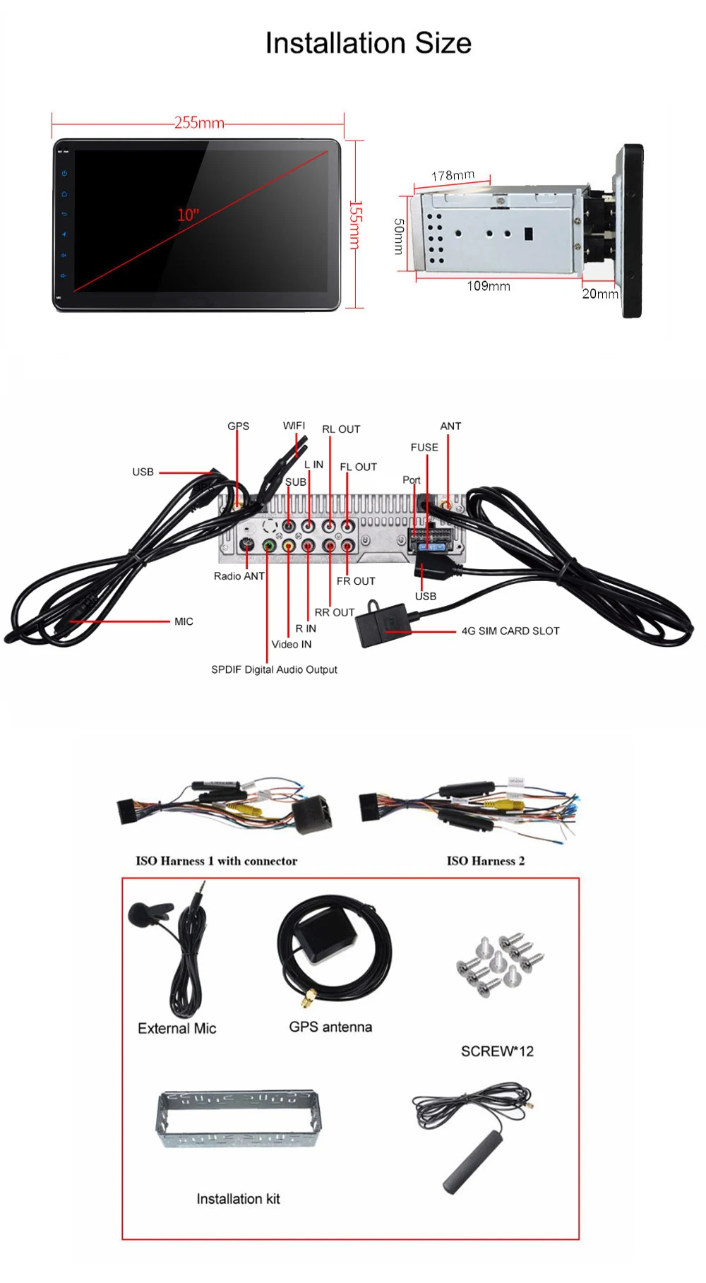 ARKRIGHT 10," Автомобильный мультимедийный плеер Android 8,1 gps 1Din Автомагнитола 8 ядер 4+ 64 ГБ Автомобильный мультимедийный плеер gps/zlink 4G SIM