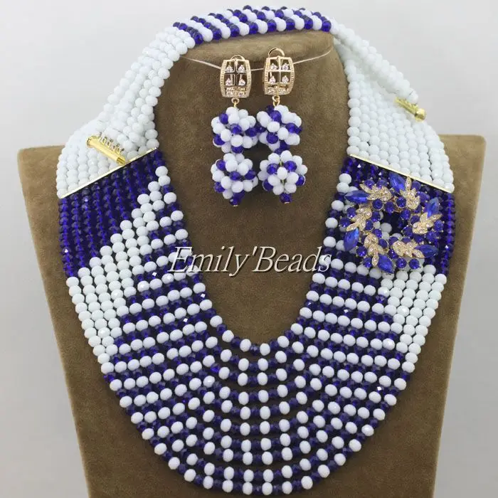 Непрозрачный белый/королевский синий нигерийский Кристалл Бусины Ювелирные