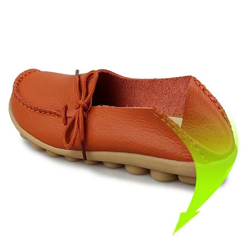 Women Genuine Leather Flats Fashion Slip-on Moccasins Loafers Ladies Casual Flats Female Driving Shoes 20 Colors Big Size 34-44