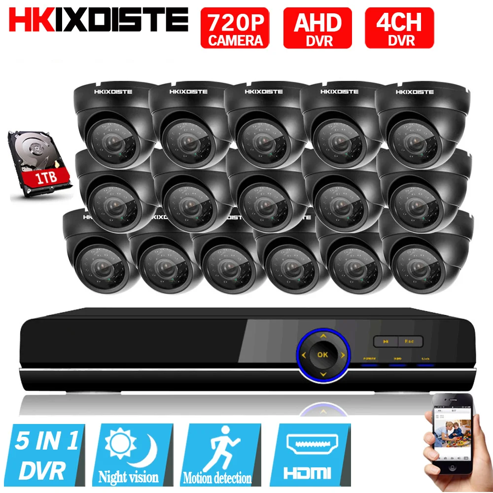 Домашняя охранная система видеонаблюдения Автономный комплект 16 каналов CCTV HVR DVR
