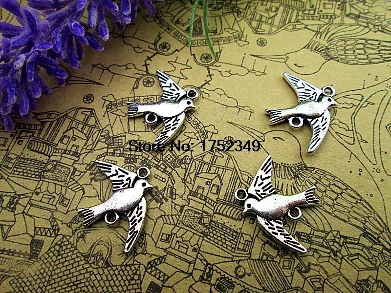 20 штук Подвески Ласточка-старинное серебро Птица Ласточка подвески-соединители
