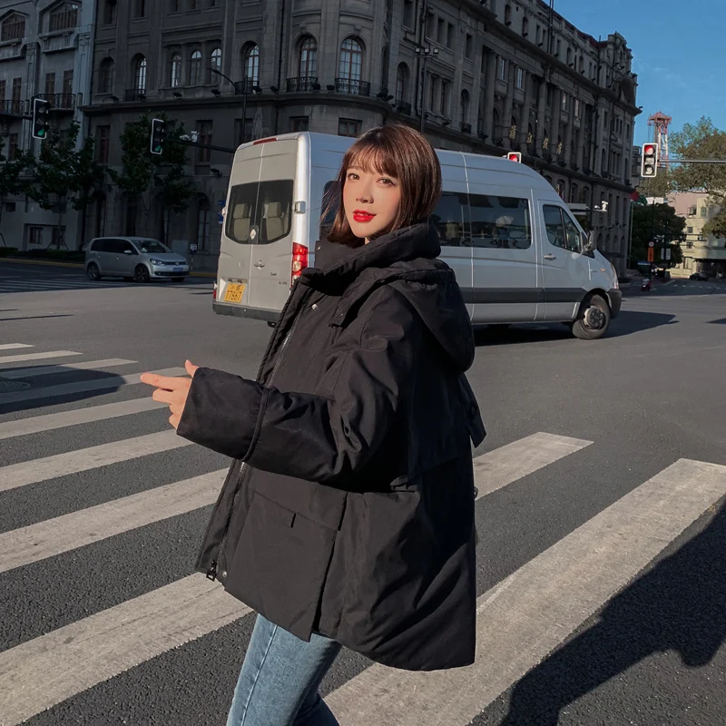 2019 new winter jacket and coats women casual loose Korean hooded outerwear female zipper fashion basic thick warm parkas mujer | Женская