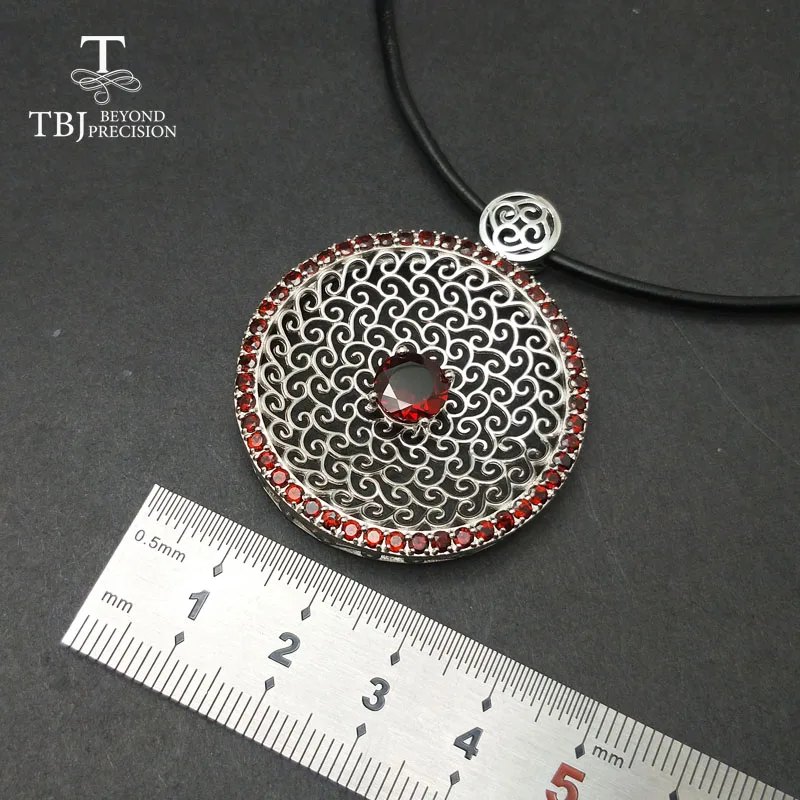 TBJ новый большой натуральный гранатовый камень подвески из стерлингового