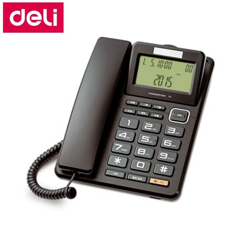 Deli 773 Тип сиденья Телефон проводной телефон экран Вращающийся для дома и офиса Определитель номера Дата Время дисплей большие цифры ключ