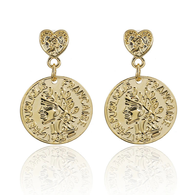 Новые модные монетные серьги с портом креативные для женщин 2019 подвесные