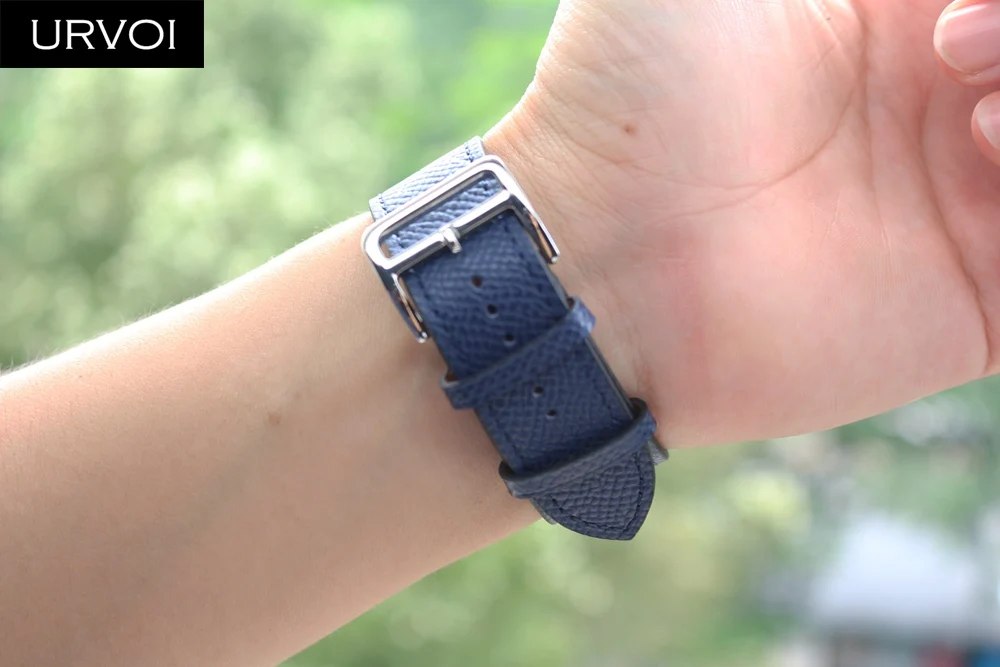 URVOI одиночный Тур группа для apple watch серии 5 4 3 2 1 Swift кожаный ремешок для iWatch Наручные Классические ручной работы noir 40 44 мм