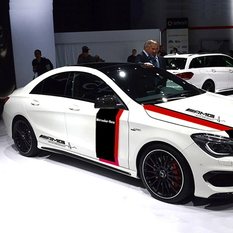 

1 Set Racing Vinyl Car Head Vehicle Doors Sticker Decals Accessories For Mercedes Benz AMG Class A E C