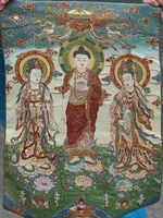 chinese collection thangka embroidery three buddha diagram