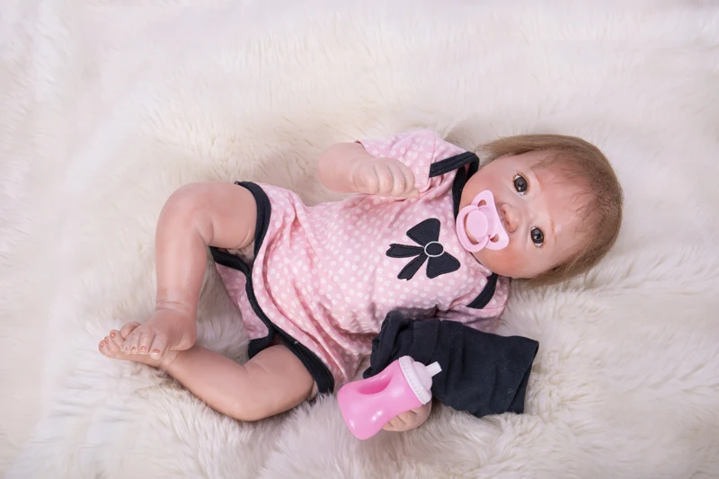 

Realtouch Cute BeBe Reborn 18 Inch Soft Silicone Lifelike Bonecas Adora Reborn Girls Toys Basbies Dolls lol for Kids Princess