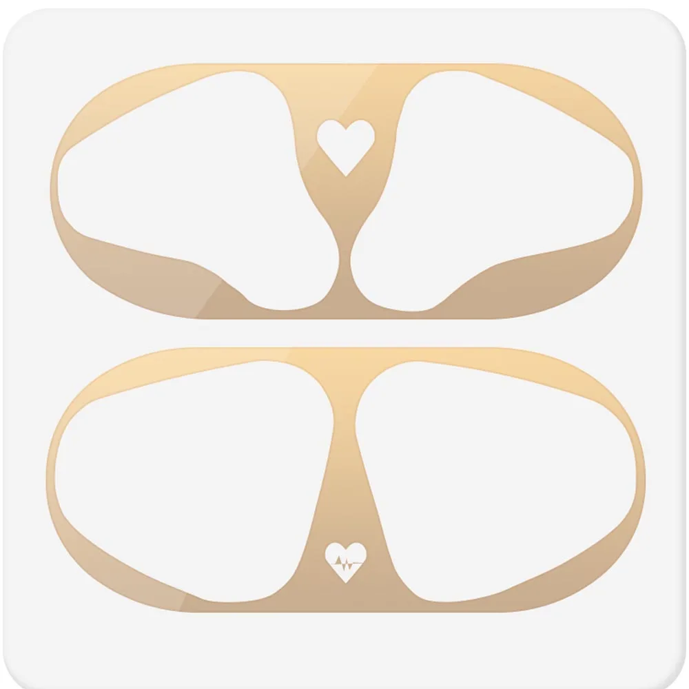 gold heart Один комплект, металлическая Пылезащитная наклейка для Apple AirPods, чехол, пылезащитная защитная наклейка, защитная пленка для Air Pods, аксессуары - Цвет: gold heart