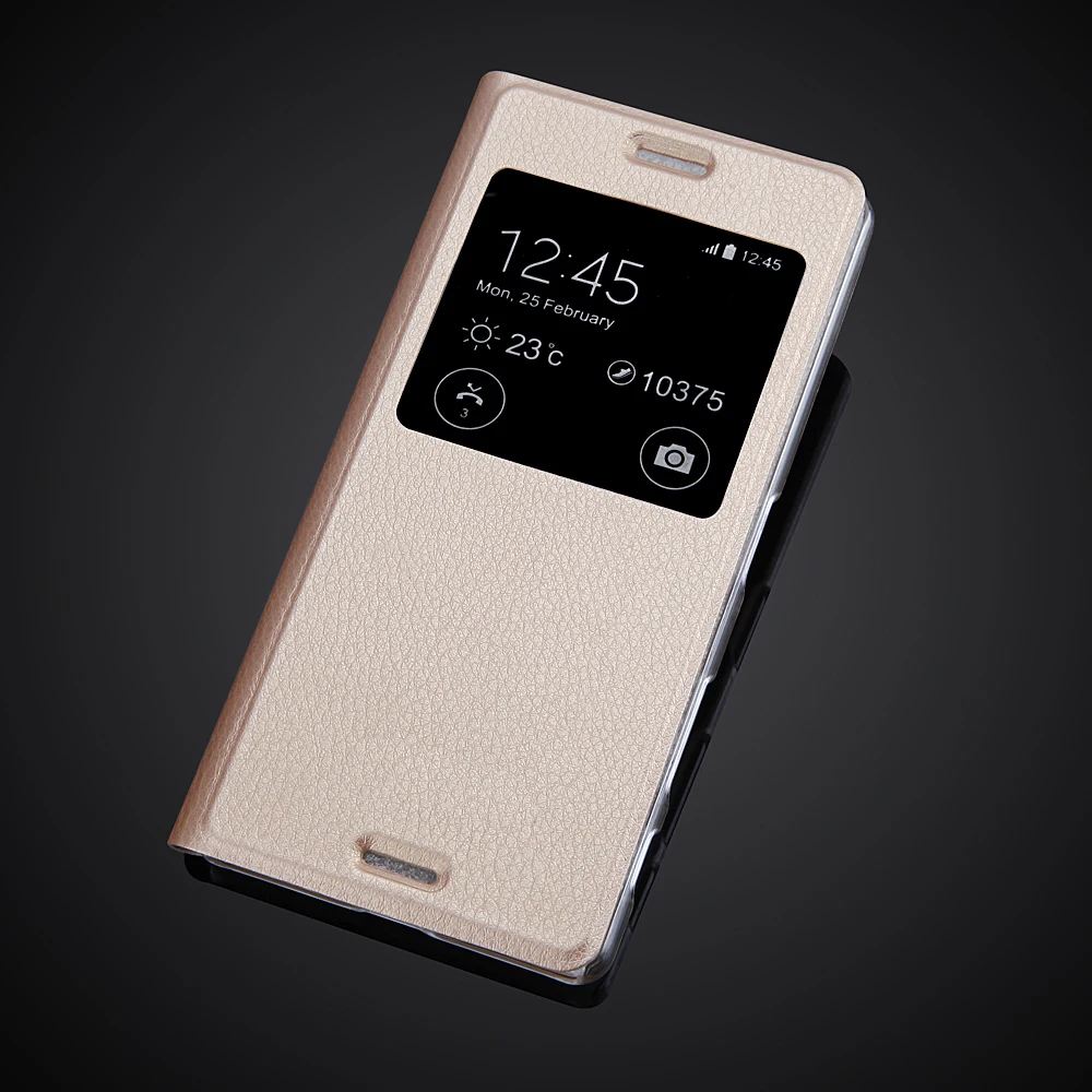 Золотой X Dua Fundas роскошный модный чехол для телефона для sony Xperia X F5122 F5121& X с двойным окошком обзора откидной Чехол из искусственной кожи чехол - Цвет: Золотой