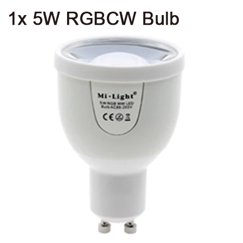 1pc RGBCW Bulb AC86-260V 2,4G GU10 5W RGBCW или RGBWW WiFi Светодиодный точечный светильник Milight FUT018 2,4G беспроводной пульт дистанционного управления/управление через WiFi - Испускаемый цвет: 1pc RGBCW Bulb