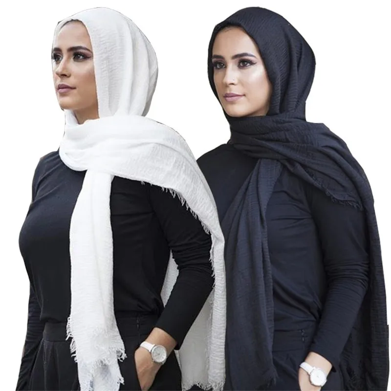 

90*180cm women muslim crinkle hijab scarf femme musulman soft cotton headscarf islamic foulard hijabs shawls and wraps hoofddoek