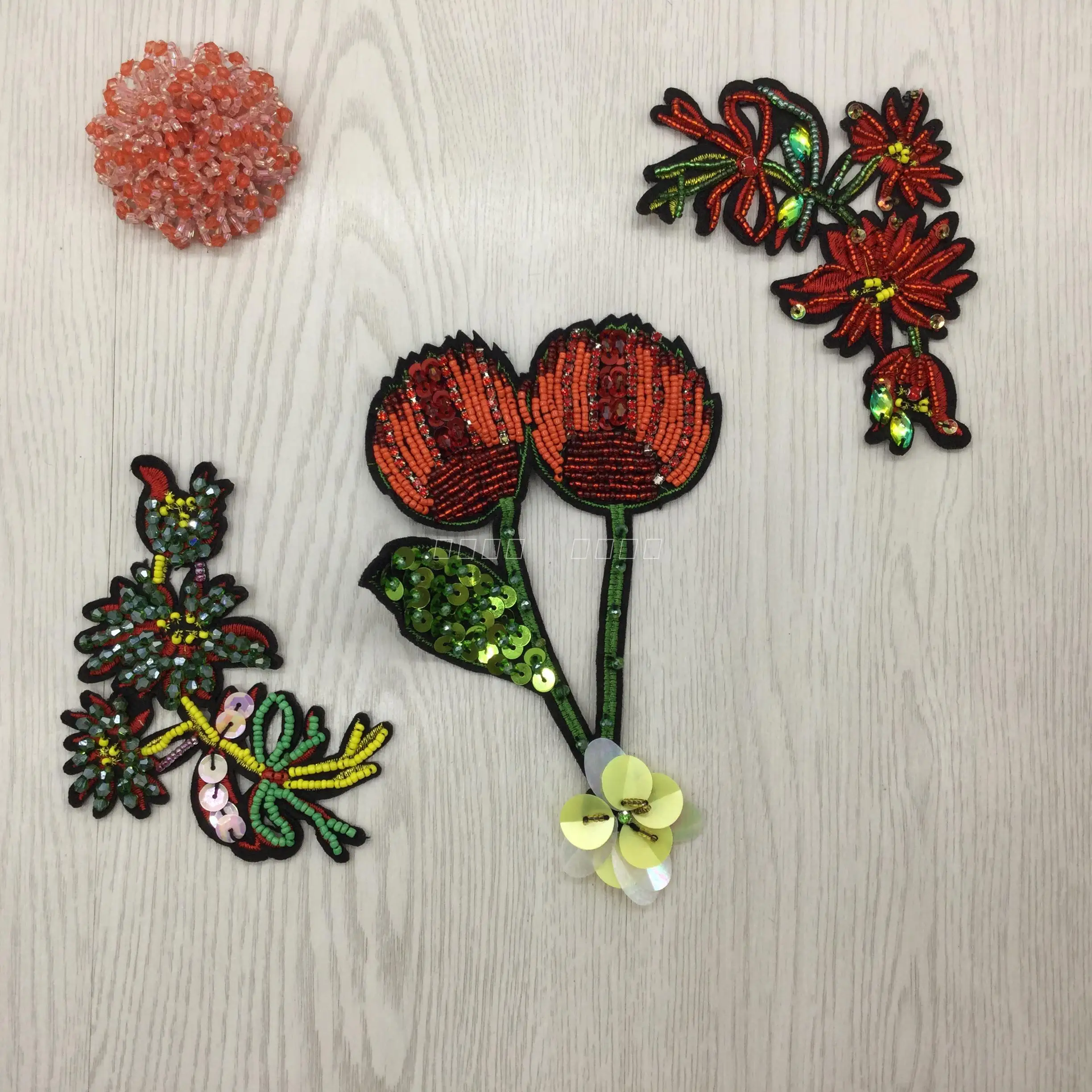 

flower Rhinestones beaded patches applique embroidered fabric sew on patch fashion clothing decoration patch