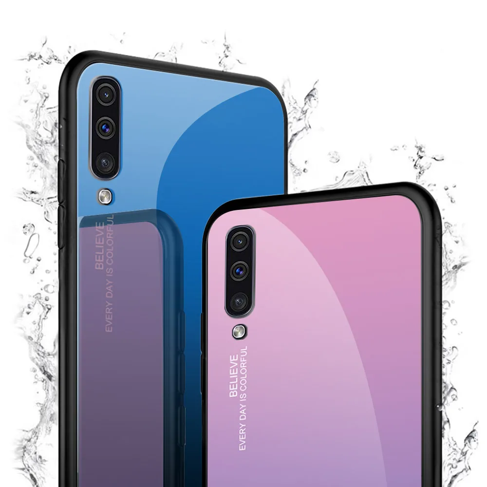 KEYSION градиент чехол из закаленного стекла для телефона Samsung Galaxy A50 A70 A40 A30 A20 A10 M30 M20