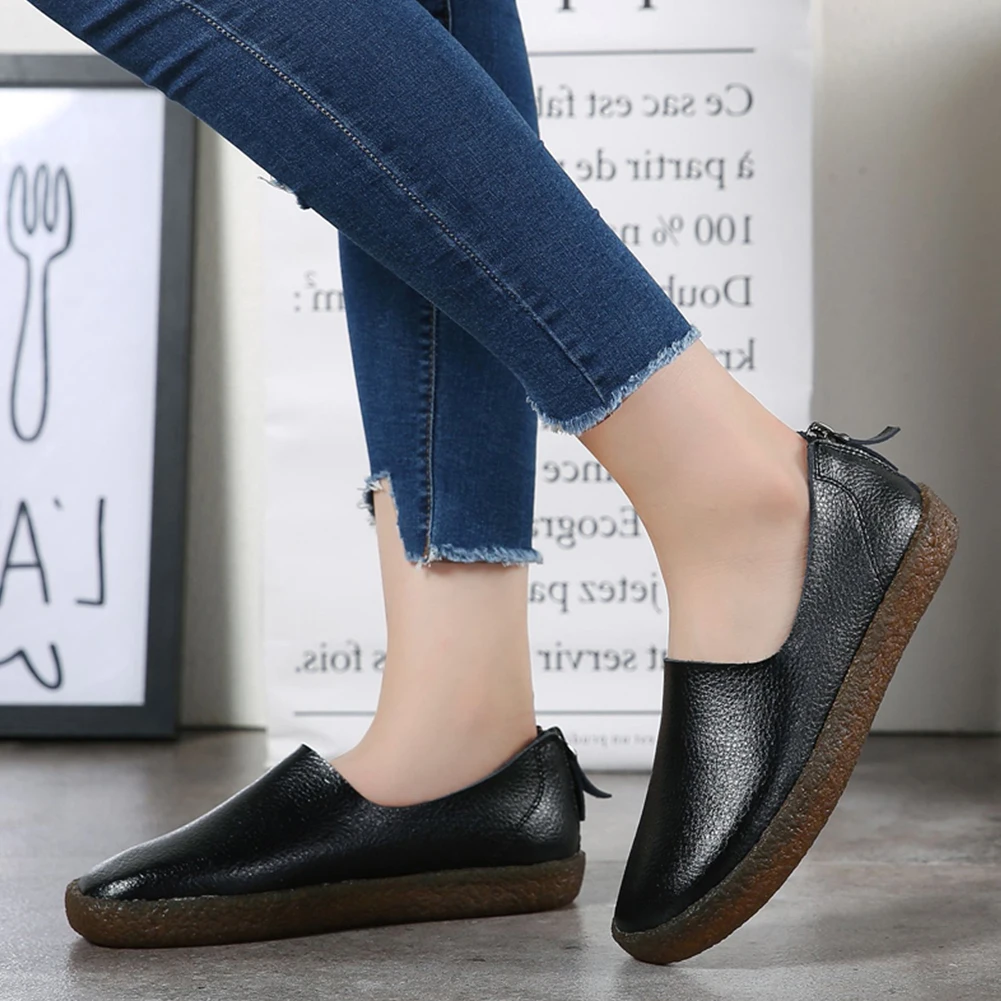 Большие размеры обувь из натуральной кожи на плоской подошве женские кожаные