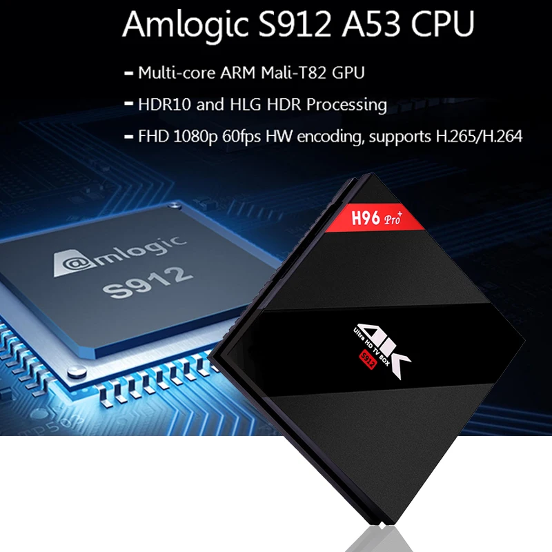 H96 PRO + Android 7 1 tv box Amlogic S912 3 ГБ DDR3 16/32 Rom 2 4g/5G WiFi Bluetooth H.265 4 K smart pk M8s Pro|ТВ-приставки и
