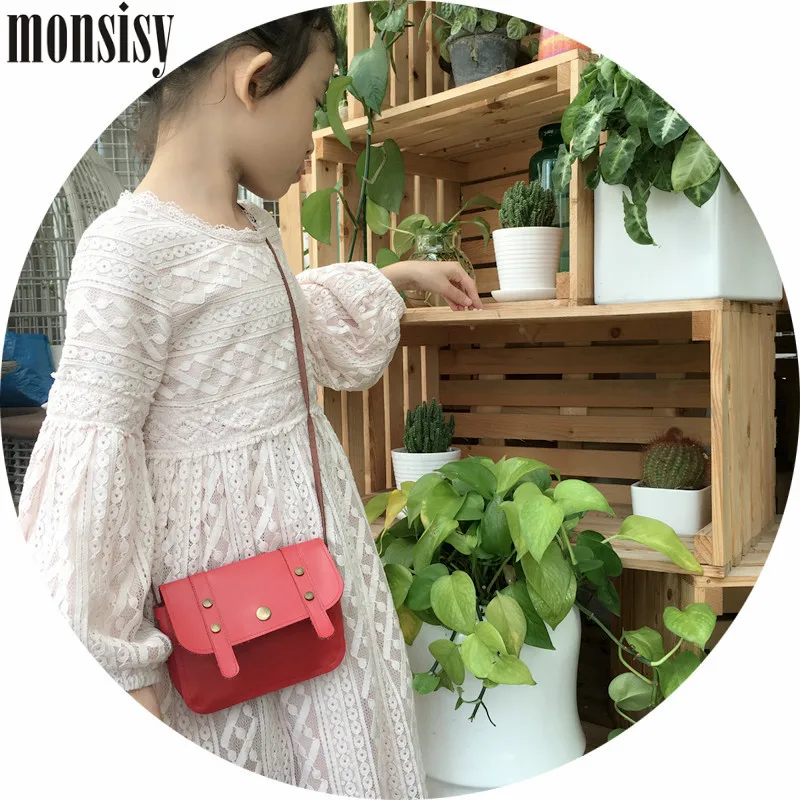 Monsisy Christmas Children Handbag Wallet Boy Coin Purse Bag Vintage Rivet PU Leather Girl Shoulder Retro Kid Small Gift |