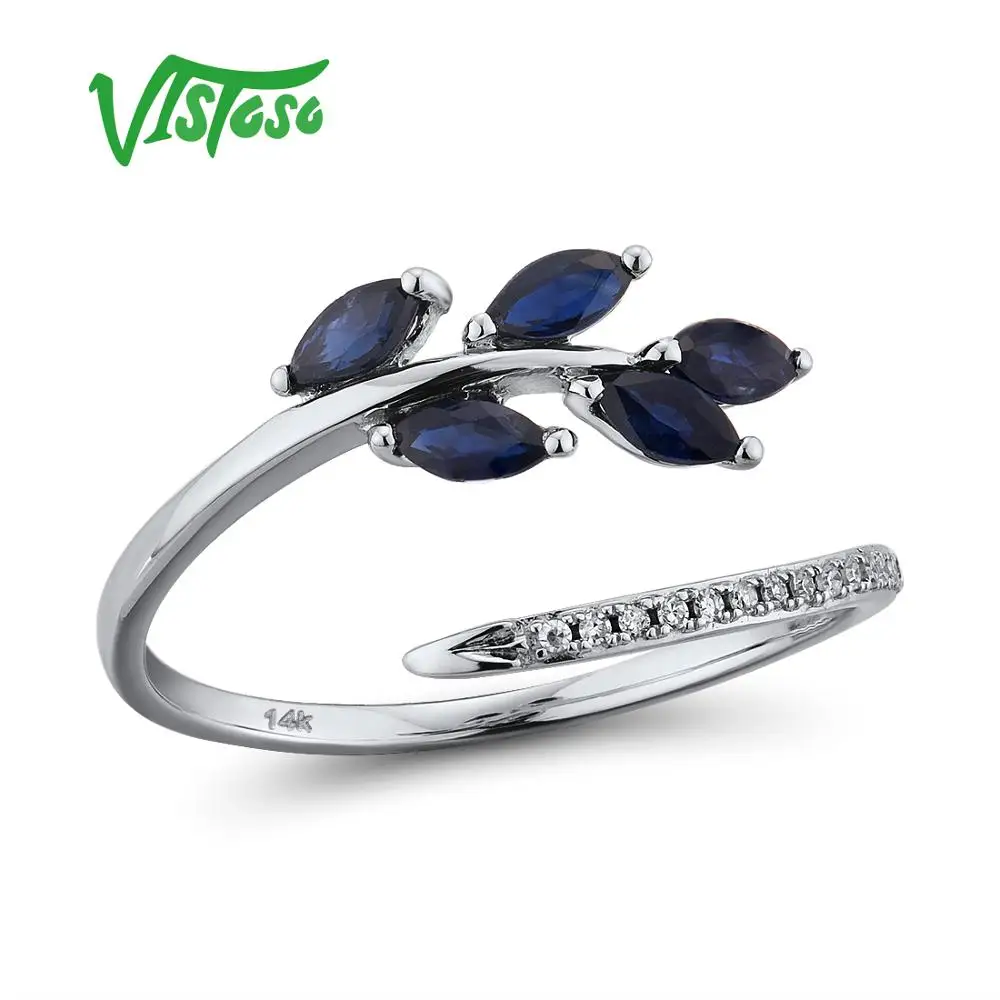 VISTOSO 14 K кольца из белого золота для леди подлинный Блестящий Бриллиант Необычные