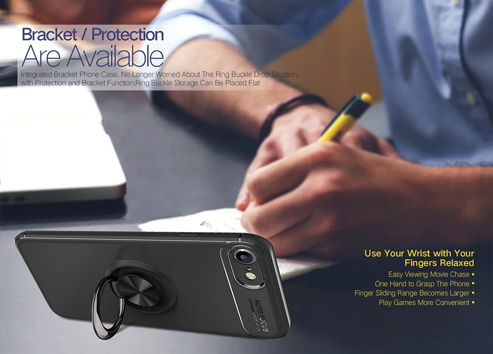 Модный автомобильный держатель с кольцом на палец чехол для телефона iphone 8 7 Plus