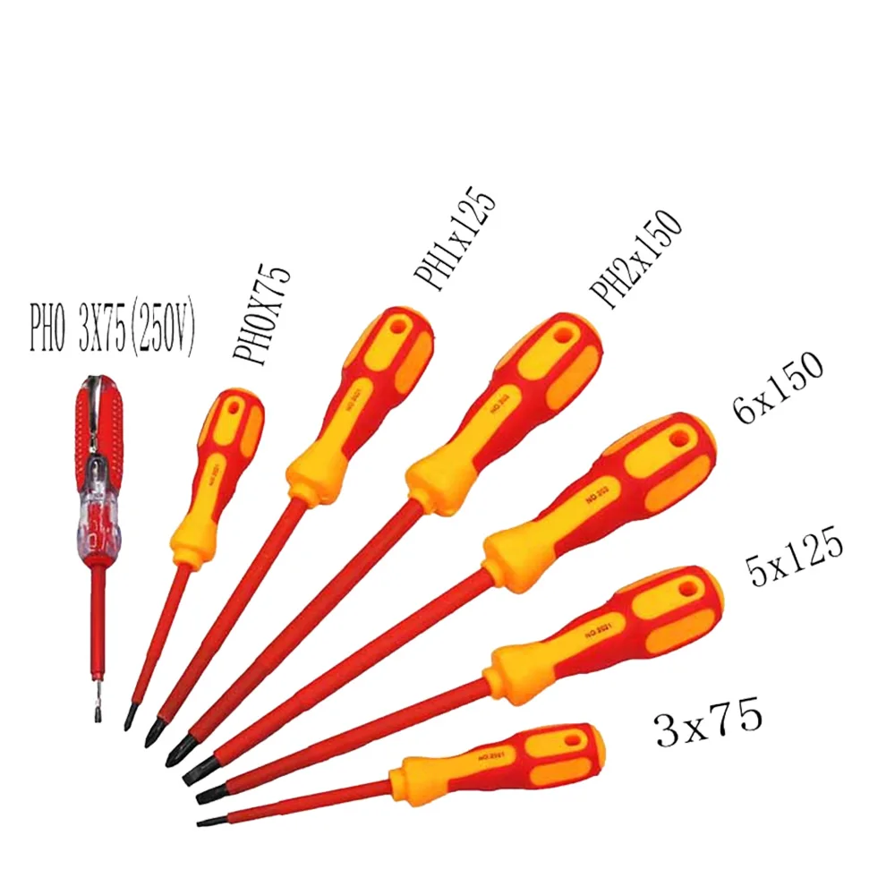 

7pcs/set Insulated Screwdriver Set Withstand Voltage 1000V Precision Magnetic Slotted For Electrician Screwdrivers Tools Set