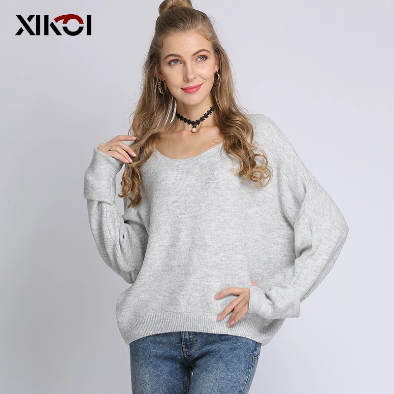 XIKOI/Новинка женские топы и блузки повседневные однотонные пуловеры с круглым