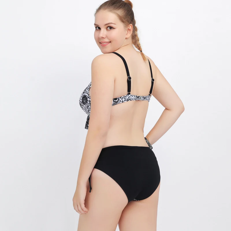 Большие бикини новые женские 2017 с цветочным принтом Купальники бразильские пуш