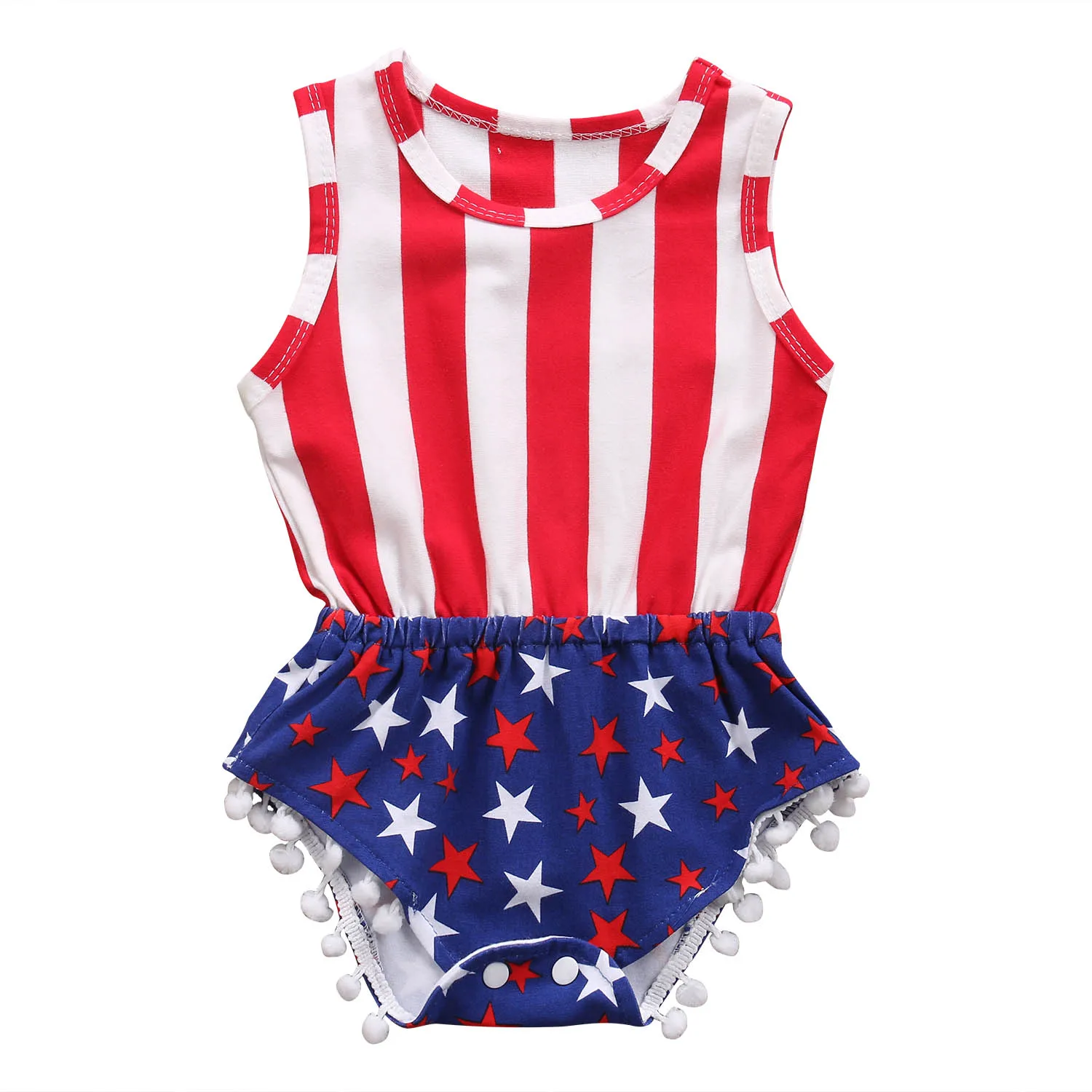 Детская одежда для маленьких девочек Комбинезон с принтом флага США