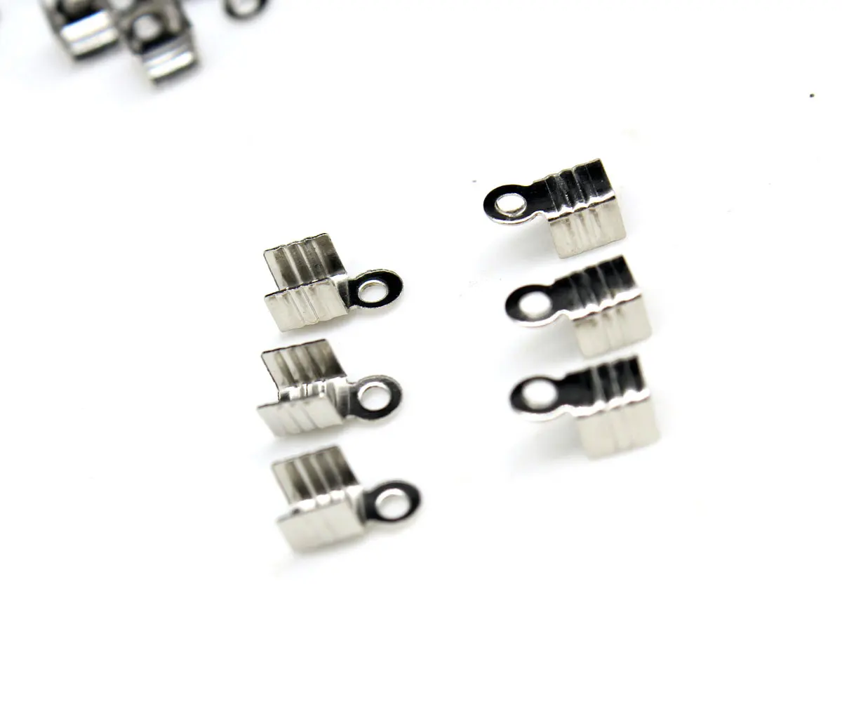 Наконечники для шнура 2000 шт. Обжимные бусины фурнитура родиевое покрытие 7x4 мм