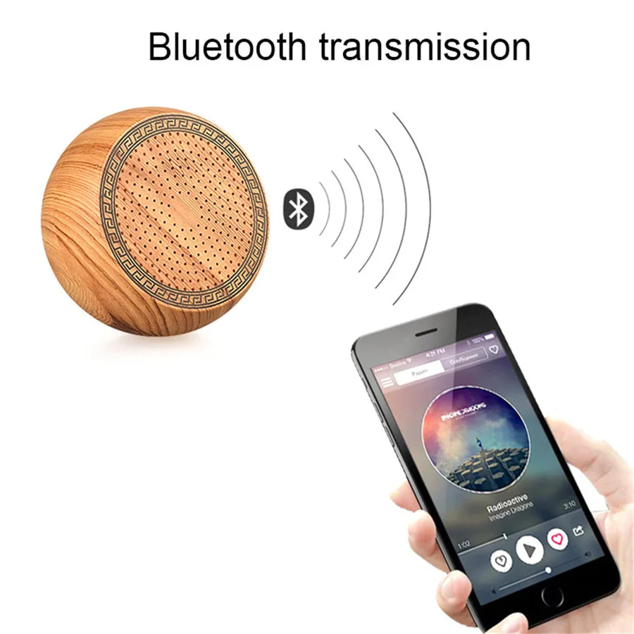 Портативный деревянный Беспроводной Bluetooth Динамик Hands-free С микрофоном колонки