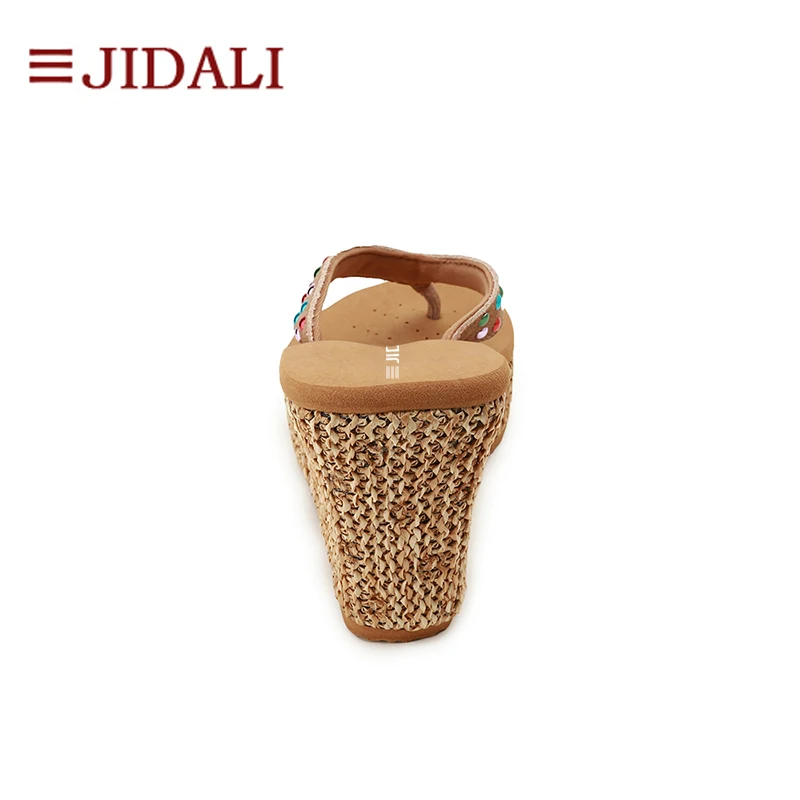 JIDALI/женская модная обувь пляжные вьетнамки Яркие туфли на высокой платформе
