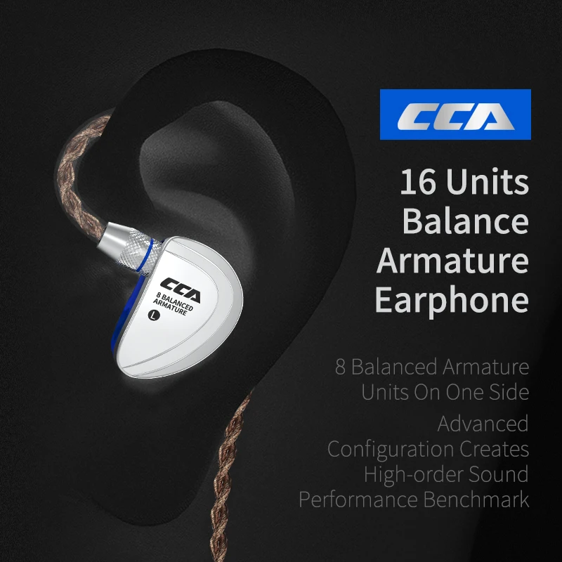 Новые наушники CCA C16 8BA металлические наушники-вкладыши HIFI гарнитура съемные с