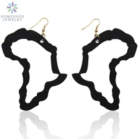 somesoor hollow black african map engraved wood drop earrings laser cutting afrocentric ethnic jewelry for lady womne gifts